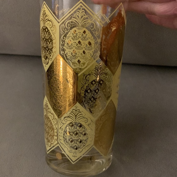 Vintage 1960’s Ned Harris Cera 22kt Gold Pineapple Tumbler Cocktail Glass - Picture 3 of 7